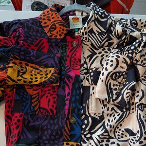 FARM RIO Mixed Midnight Leopards Midi Dress, size S